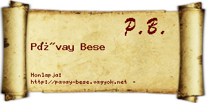Pávay Bese névjegykártya